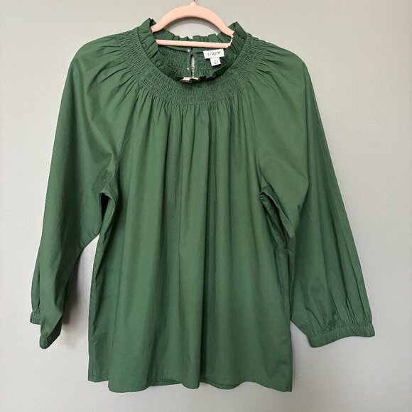 J Crew Smocked Top Emerald Green Size Small Sold Out Online - Picture 1 of 4